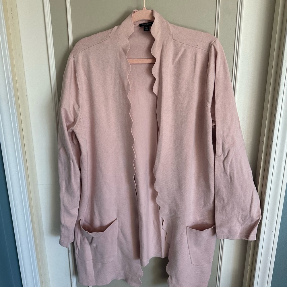 Ann Taylor Factory Blush Scalloped Cardigan